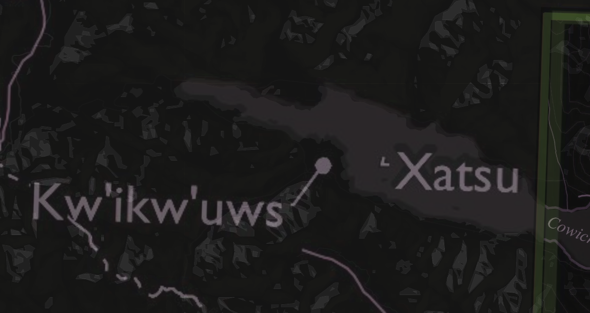 Kw'ikw'uws and Xatsu on clipped map